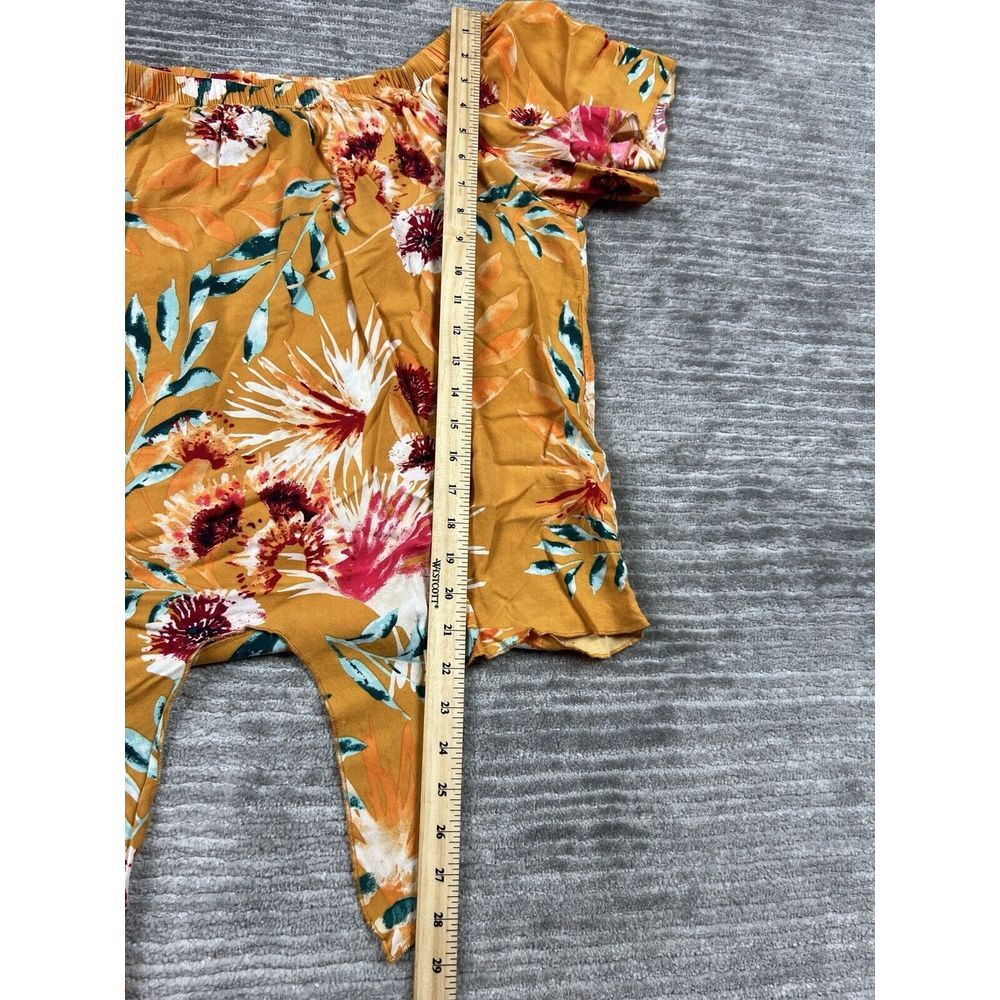 Miss LiLi Top Womens‎ 1X Orange Floral Off Shoulder Tied Front Rayon - Picture 5 of 12